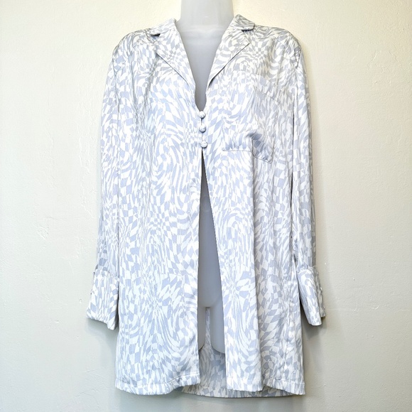 FP NWOT Beatrice Psychedelic Print Open Front Slit Design Retro Vibes Disco Top - Picture 2 of 15